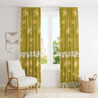 Yellow Hawaii Palm Tree Hibiscus Window Curtain Fantasy Summer Vibe