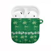Green Hawaii Palm Tree Hibiscus AirPods Case Fantasy Summer Vibe