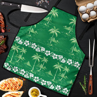 Green Hawaii Palm Tree Hibiscus Apron Fantasy Summer Vibe