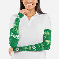 Green Hawaii Palm Tree Hibiscus Arm Sleeves Fantasy Summer Vibe