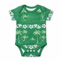 Green Hawaii Palm Tree Hibiscus Baby Onesie Fantasy Summer Vibe