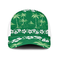 Green Hawaii Palm Tree Hibiscus Baseball Net Cap Fantasy Summer Vibe
