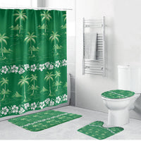 Green Hawaii Palm Tree Hibiscus Bathroom Set Fantasy Summer Vibe
