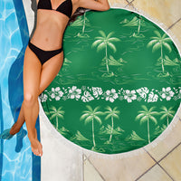 Green Hawaii Palm Tree Hibiscus Beach Blanket Fantasy Summer Vibe