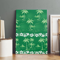 Green Hawaii Palm Tree Hibiscus Canvas Wall Art Fantasy Summer Vibe
