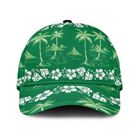 Green Hawaii Palm Tree Hibiscus Classic Cap Fantasy Summer Vibe