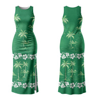 Green Hawaii Palm Tree Hibiscus Family Matching Tank Maxi Dress and Hawaiian Shirt Fantasy Summer Vibe