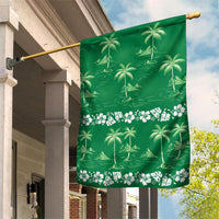 Green Hawaii Palm Tree Hibiscus Garden Flag Fantasy Summer Vibe
