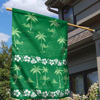 Green Hawaii Palm Tree Hibiscus Garden Flag Fantasy Summer Vibe
