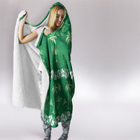 Green Hawaii Palm Tree Hibiscus Hooded Blanket Fantasy Summer Vibe