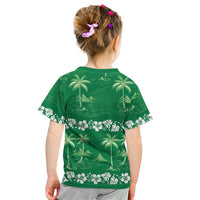 Green Hawaii Palm Tree Hibiscus Kid T Shirt Fantasy Summer Vibe