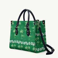 Green Hawaii Palm Tree Hibiscus Leather Bag Fantasy Summer Vibe