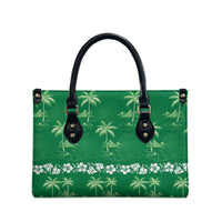 Green Hawaii Palm Tree Hibiscus Leather Bag Fantasy Summer Vibe