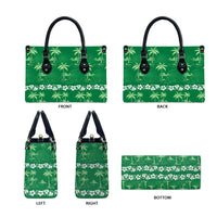 Green Hawaii Palm Tree Hibiscus Leather Bag Fantasy Summer Vibe