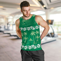 Green Hawaii Palm Tree Hibiscus Men Tank Top Fantasy Summer Vibe