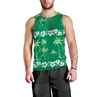 Green Hawaii Palm Tree Hibiscus Men Tank Top Fantasy Summer Vibe
