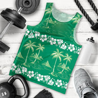 Green Hawaii Palm Tree Hibiscus Men Tank Top Fantasy Summer Vibe