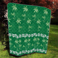 Green Hawaii Palm Tree Hibiscus Quilt Fantasy Summer Vibe