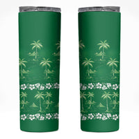 Green Hawaii Palm Tree Hibiscus Skinny Tumbler Fantasy Summer Vibe