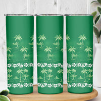 Green Hawaii Palm Tree Hibiscus Skinny Tumbler Fantasy Summer Vibe