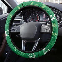 Green Hawaii Palm Tree Hibiscus Steering Wheel Cover Fantasy Summer Vibe
