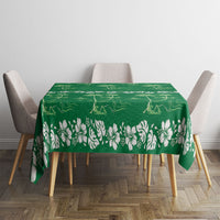 Green Hawaii Palm Tree Hibiscus Tablecloth Fantasy Summer Vibe