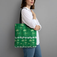 Green Hawaii Palm Tree Hibiscus Tote Bag Fantasy Summer Vibe