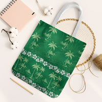 Green Hawaii Palm Tree Hibiscus Tote Bag Fantasy Summer Vibe