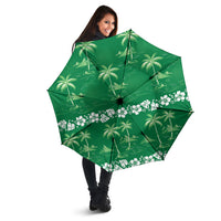 Green Hawaii Palm Tree Hibiscus Umbrella Fantasy Summer Vibe