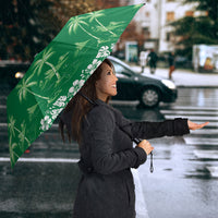 Green Hawaii Palm Tree Hibiscus Umbrella Fantasy Summer Vibe