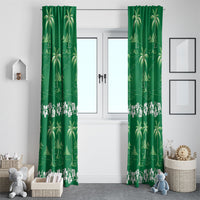 Green Hawaii Palm Tree Hibiscus Window Curtain Fantasy Summer Vibe