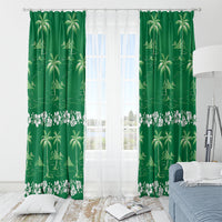 Green Hawaii Palm Tree Hibiscus Window Curtain Fantasy Summer Vibe