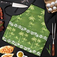 Olive Green Hawaii Palm Tree Hibiscus Apron Fantasy Summer Vibe