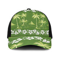 Olive Green Hawaii Palm Tree Hibiscus Baseball Net Cap Fantasy Summer Vibe