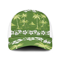 Olive Green Hawaii Palm Tree Hibiscus Baseball Net Cap Fantasy Summer Vibe