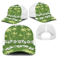 Olive Green Hawaii Palm Tree Hibiscus Baseball Net Cap Fantasy Summer Vibe
