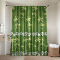 Olive Green Hawaii Palm Tree Hibiscus Bathroom Set Fantasy Summer Vibe
