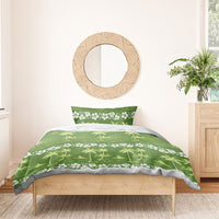 Olive Green Hawaii Palm Tree Hibiscus Bedding Set Fantasy Summer Vibe