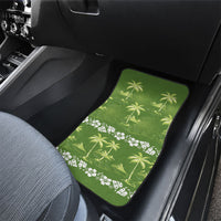 Olive Green Hawaii Palm Tree Hibiscus Car Mats Fantasy Summer Vibe