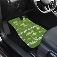 Olive Green Hawaii Palm Tree Hibiscus Car Mats Fantasy Summer Vibe