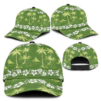 Olive Green Hawaii Palm Tree Hibiscus Classic Cap Fantasy Summer Vibe