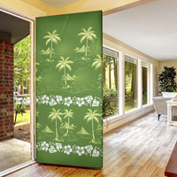 Olive Green Hawaii Palm Tree Hibiscus Door Cover Fantasy Summer Vibe