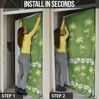 Olive Green Hawaii Palm Tree Hibiscus Door Cover Fantasy Summer Vibe