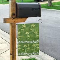Olive Green Hawaii Palm Tree Hibiscus Garden Flag Fantasy Summer Vibe