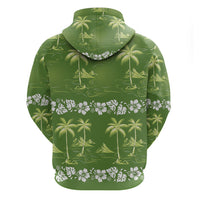 Olive Green Hawaii Palm Tree Hibiscus Hoodie Fantasy Summer Vibe