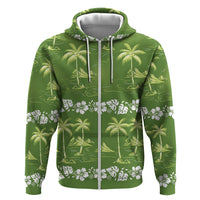 Olive Green Hawaii Palm Tree Hibiscus Hoodie Fantasy Summer Vibe