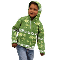 Olive Green Hawaii Palm Tree Hibiscus Kid Hoodie Fantasy Summer Vibe