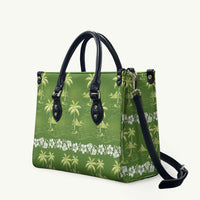 Olive Green Hawaii Palm Tree Hibiscus Leather Bag Fantasy Summer Vibe