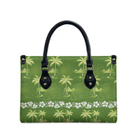 Olive Green Hawaii Palm Tree Hibiscus Leather Bag Fantasy Summer Vibe