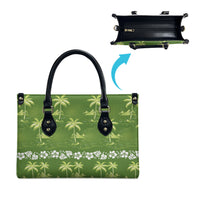 Olive Green Hawaii Palm Tree Hibiscus Leather Bag Fantasy Summer Vibe